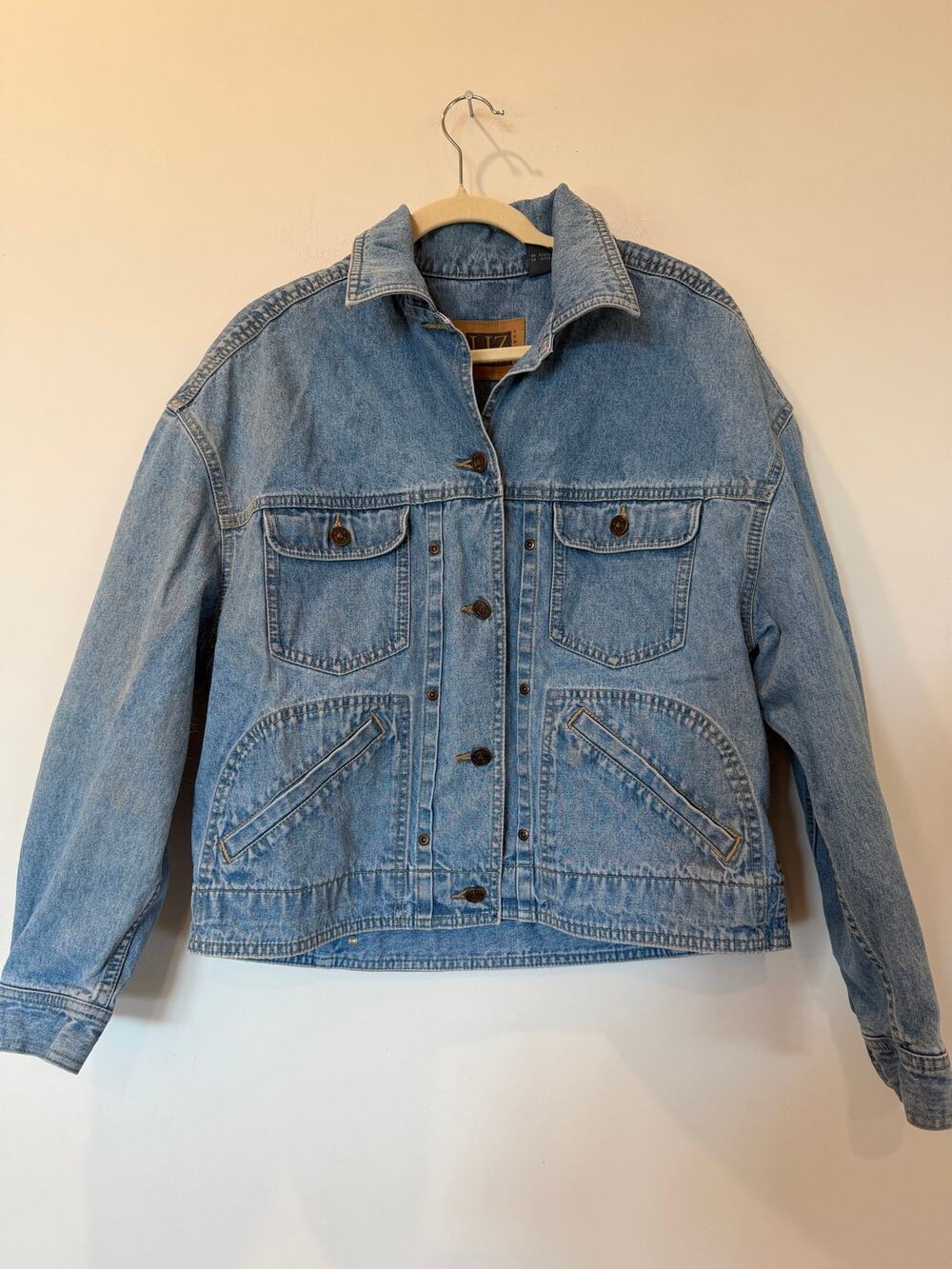 Vtg 90s Liz Claiborne 100% cotton denim jacket S blue cottagecore